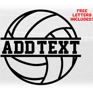 Sports Clipart: Split Black Volleyball Outline with Name Frame Space for Players, Teams, Coaches, Parents - Digital Download svg png dxf pdf