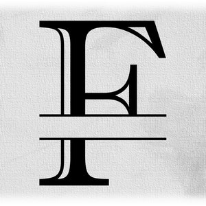 Imágenes Prediseñadas de Word: Negro Formal Grabado Estilo Colonial Capital Inicial o Monograma Letra Dividida "F" para Agregar Nombre - Descarga Digital SVG & PNG