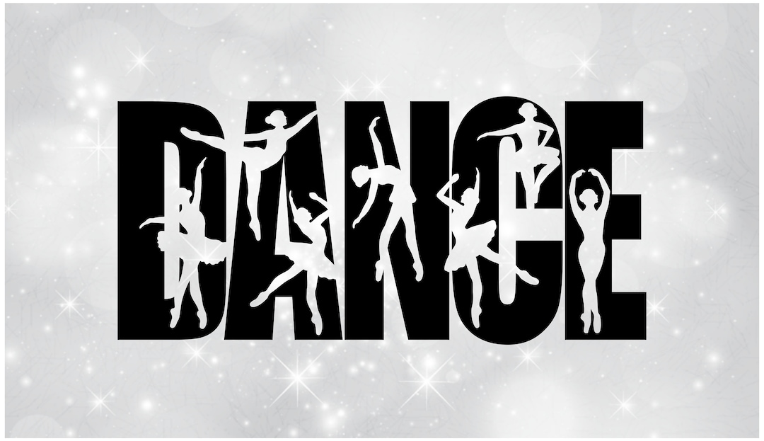 Sports Clipart: Black Bold Word dance With Seven Different Dancer