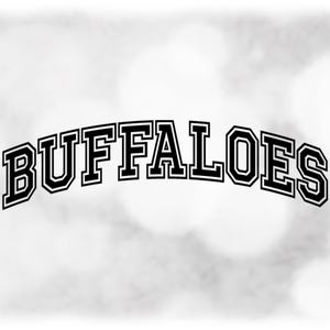 Sports Clipart: Black Bold Arched College Varsity Block Outline Style Team Mascot Name "Buffaloes"  - Digital Download svg png dxf pdf