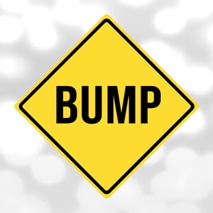 Shape Clipart: Bright Yellow Diamond Caution Sign with Black Border and Word "Bump" to Warn of Bump Ahead - Digital Download svg png dxf pdf