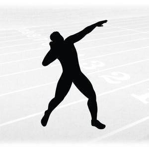 Sports Clipart: Black Silhouette Male/Boy/Man Shot Put Thrower for Track & Field, Spin or Glide Technique - Digital Download svg png dxf pdf