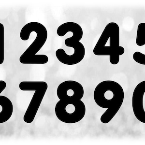Sports: Jersey Number Templates Grouped on ONE Single Sheet - Black Rounded Tube Style - Digital Download SVG - Not Installable Font File