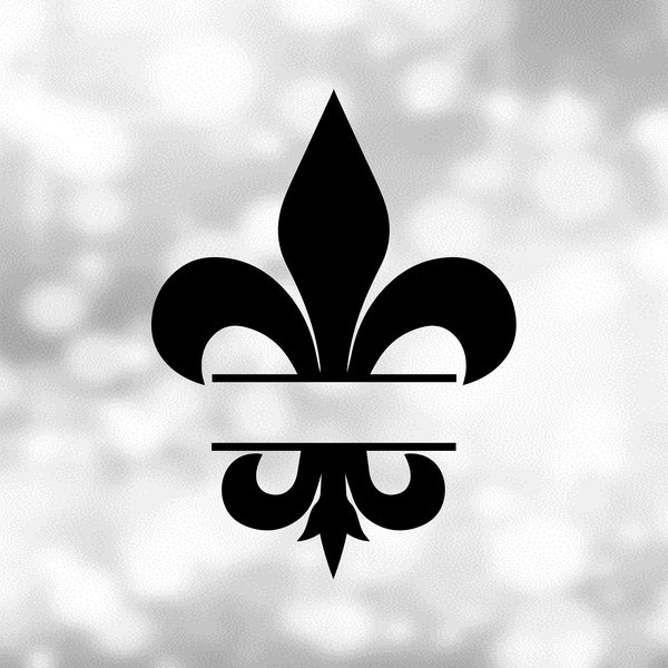 Shape Clipart: Split Name Frame for Fleur De Lis Symbol in Black Solid - French Royalty, New Orleans, Louisiana - Digital Download SVG & PNG