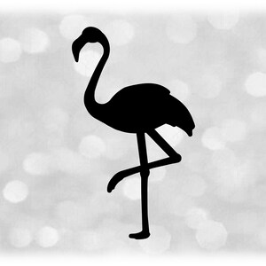 Animal Clipart: Eenvoudig en gemakkelijk zwart flamingo silhouet met benen recht en gebogen - Verander zelf van kleur - Digitale download SVG & PNG