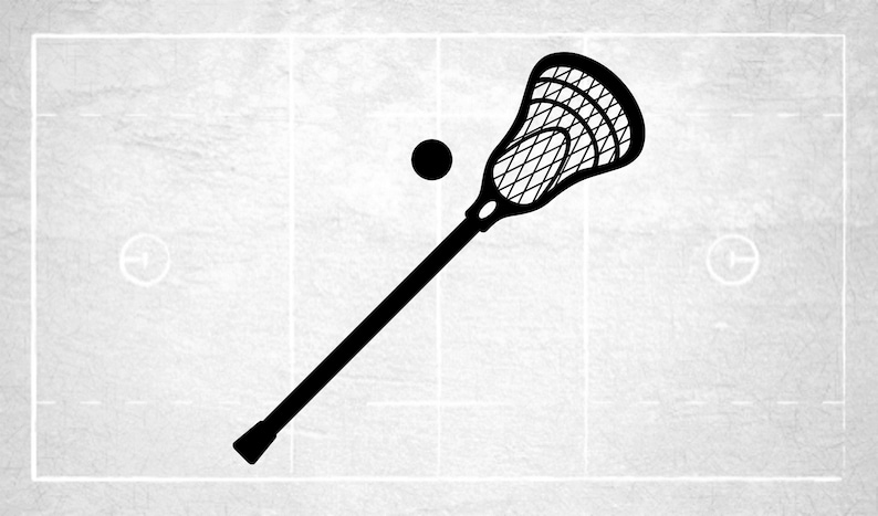 May include: A black lacrosse stick with a white net and a white ball on a white background.