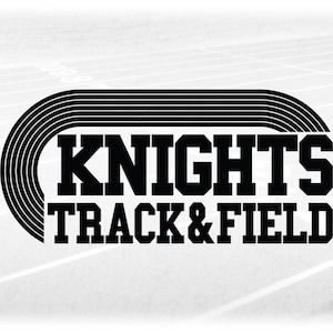 Sports Clipart: Black Running Track with Bold Varsity Style Words "Knights" and Black "Track & Field" - Digital Download svg png dxf pdf