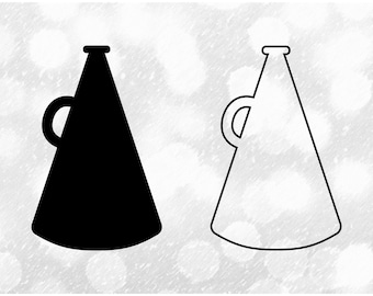 Sports Clipart: Cheerleader Megaphone Silhouette in Black Solid or Outline for Cheer, Cheerleader, Cheering, Poms- Digital Download SVG/PNG