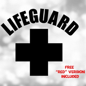 Medical Clipart: Black Cross Shape or Plus Sign with Capital Word "Lifeguard" Above It - You Change Color - Digital Download svg png dxf pdf
