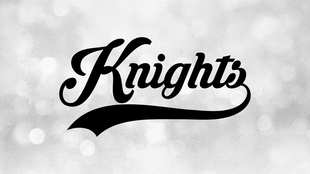 Sports Clipart Black Team Name knights in Fancy Type Lettering With Baseball Style Swoosh