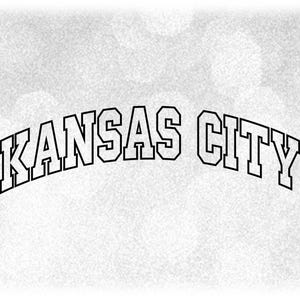 Geography Clipart: Black Arched Word "Kansas City" for City in Kansas / Missouri, USA - Great for Shirts - Digital Download svg png dxf pdf