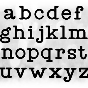 Wort Clipart: Schwarze Schreibmaschine Alphabet Buchstaben auf EINEM Blatt gruppiert - Digitaler Download SVG - KEINE installierende Schriftdatei