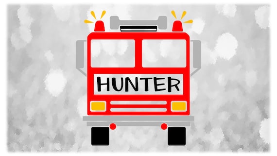 Shape Clipart: Simple Easy Fire Engine or Truck Emergency Vehicle with Name Frame Space for Personalization - Digital Download SVG & PNG