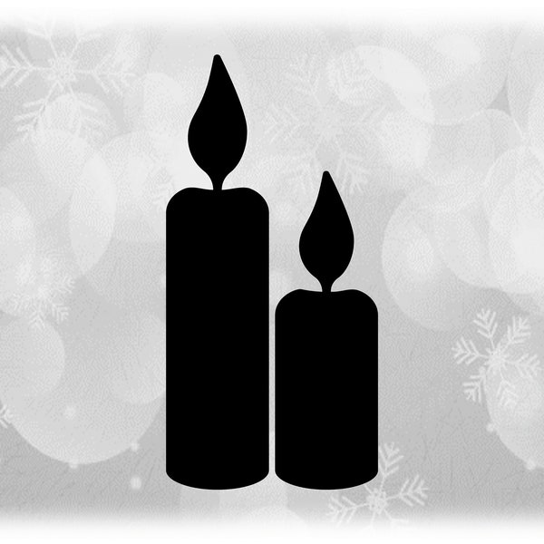 Shape Clipart:Black Silhouettes of Simple, Easy Candles with Burning Flames - Change Color with Yourself - Digital Download svg png dxf pdf