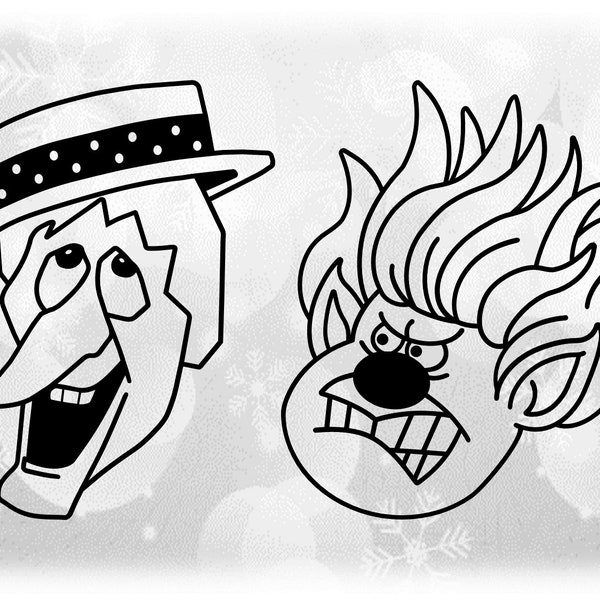 Holiday Clipart: Snow Miser & Heat Miser, Brothers, Mother Nature's Sons - Spoof or Parody from Christmas Movie - Digital Download SVG / PNG