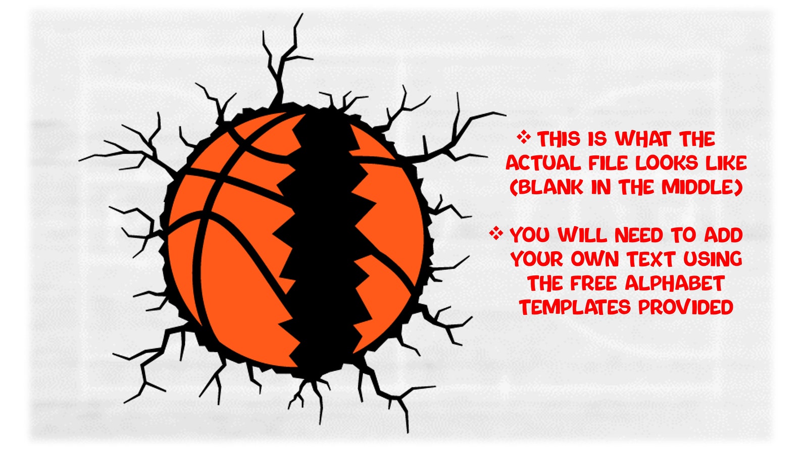 Sports Clipart: Orange Basketball With Cracked Open Name Frame Layered ...