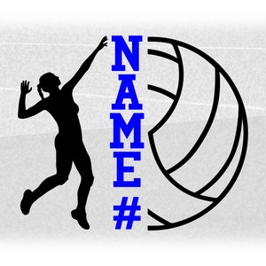Sports Clipart: Black Bold Half Player / Hitter & Half Volleyball Split Name Frame - You Add Your Own Text, Digital Download svg png dxf pdf