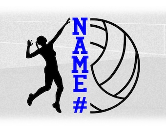 Sports Clipart: Black Bold Half Player / Hitter & Half Volleyball Split Name Frame - You Add Your Own Text, Digital Download svg png dxf pdf