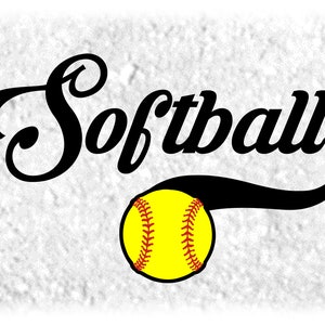 Sports Clipart: Black Word softball in Fancy Lettering Type With ...