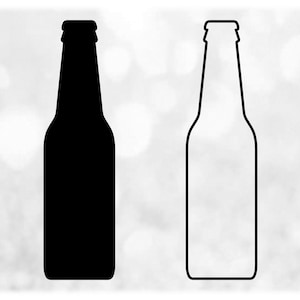 Clipart de forma: silhueta de garrafa de cerveja simples e fácil em sólido e contorno - mude de cor com seu próprio software - download digital SVG e PNG