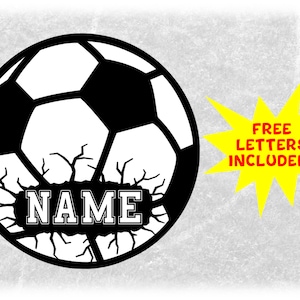 Sports Clipart: Black and White Soccer Ball W/cracked Open Name Frame ...
