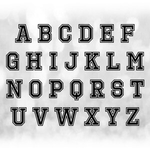 Word Clipart: Black Varsity/college Alphabet Letter Templates Grouped ...