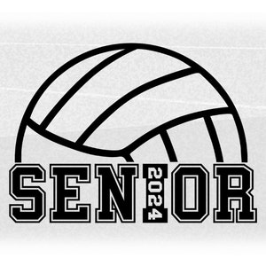 Sports Clipart: Black Half Volleyball With Word senior in Collegiate ...