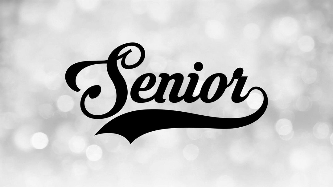 Senior Text Script Inspirational Clipart: Bold Black Fancy Script Word