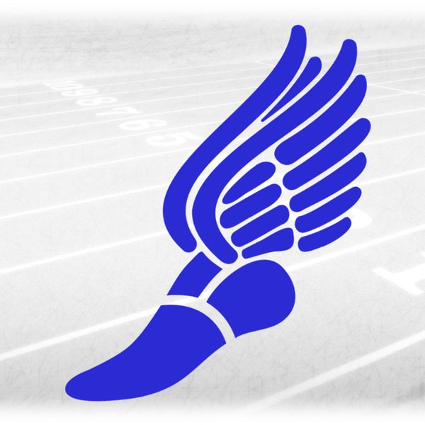 Sports Clipart: Blue Winged Running Shoe from Mercury/Hermes Symbol for "Track & Field" Sport and Events - Digital Download svg png dxf pdf