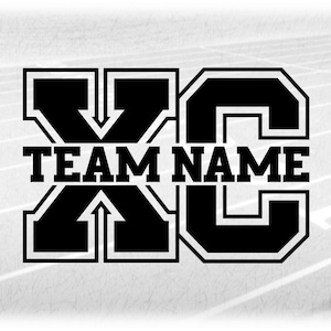 Sports Clipart: Thick Black Varsity Letters "XC" for Cross Country Split in Middle for Name Frame - Digital Download svg png dxf pdf