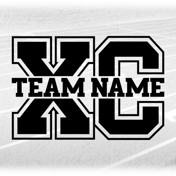 Sports Clipart: Thick Black Varsity Letters "XC" Standing for Cross Country Spit in Middle for Name Frame - Digital Download svg png dxf pdf