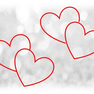 Clipart de férias: dois ou dois contornos de coração vermelho dos namorados desenhados à mão "Abraçando" - Conectado e Desconectado - Download digital SVG e PNG