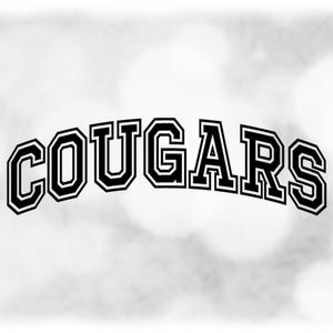 Sports Clipart: Black Bold Arched College Varsity Block Outline Style Team Mascot Name "Cougars"  - Digital Download svg png dxf pdf