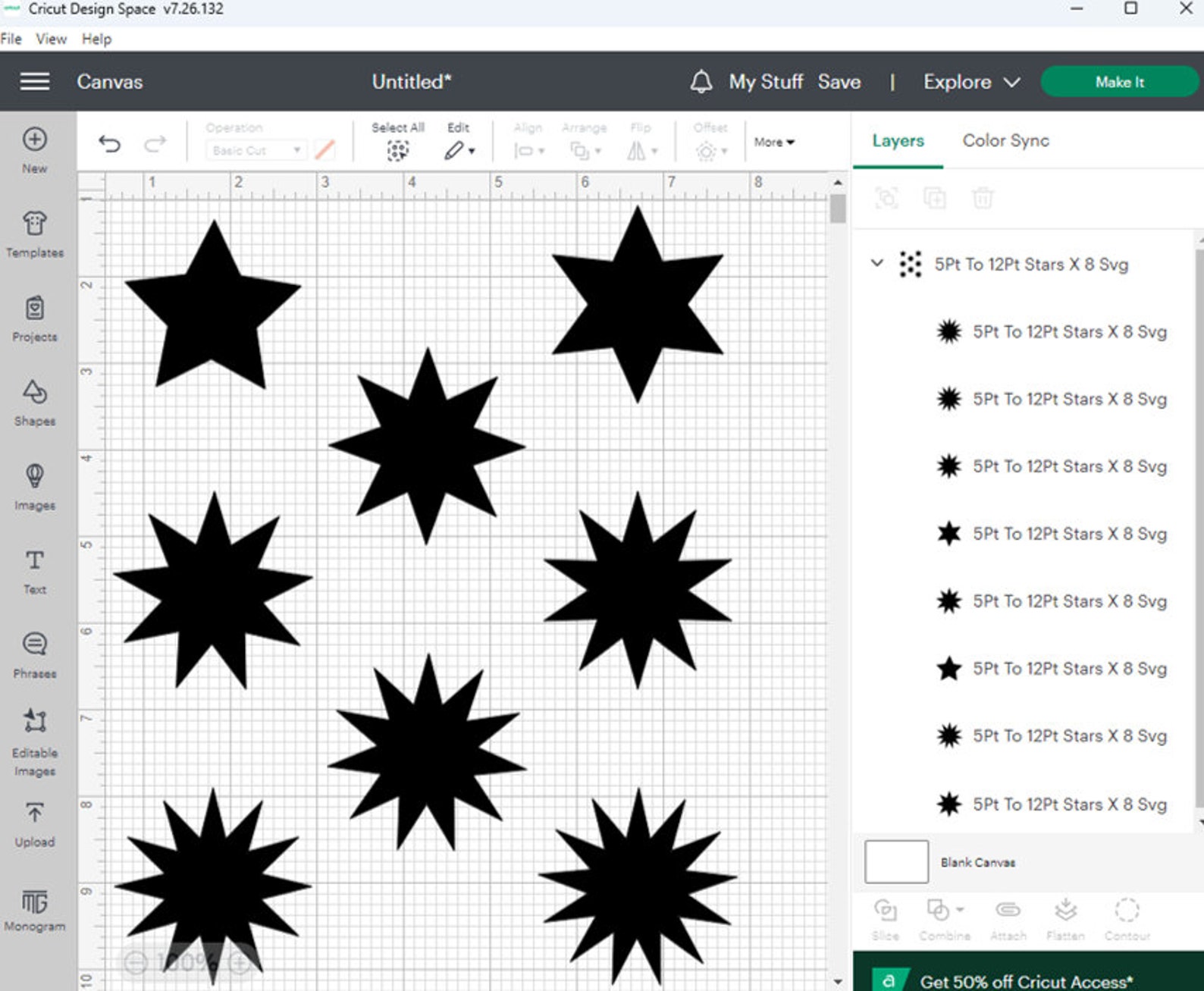 Shape Clipart: 8 Simple Black Solid Star Shapes on ONE Sheet to Copy ...