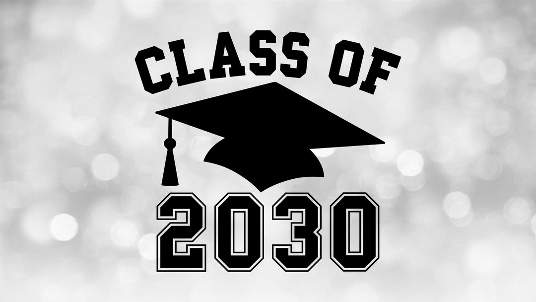Educational Clipart: Black Class of 2030 Arched College Style Letters ...