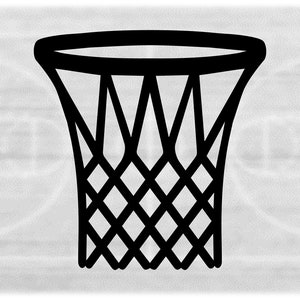 Clipart sportowy: Duży czarny, pogrubiony kosz do koszykówki i siatka do rysowania dla graczy - Zmień kolor za pomocą oprogramowania - Pobierz cyfrowo SVG i PNG