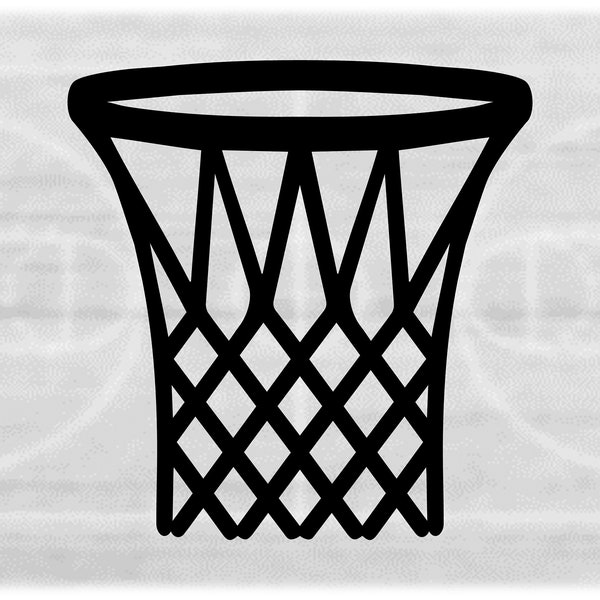 Sports Clipart: Large Black Bold Basketball Hoop and Net Drawing for Players - Change Color with Your Software - Digital Download SVG & PNG