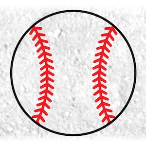 May include: A white baseball with red stitching. The baseball is on a white background.