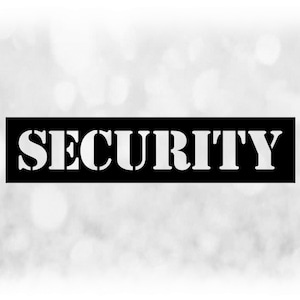 Word Clipart: Word "SECURITY" in Stencil Style All Capital Letters Cutout of Black for Security Guards - Digital Download svg png dxf pdf