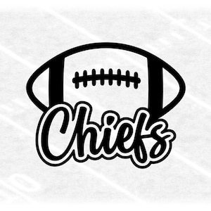 Sports Clipart: Black Half Football with Fun Scripty "Chiefs" Team Mascot Name - Change Color Yourself - Digital Download svg png dxf pdf
