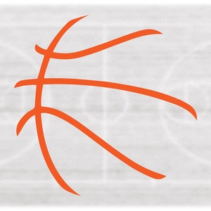 Clipart sport : grandes lignes flottantes orange de basket-ball ou dessin du squelette - changez de couleur vous-même - téléchargement numérique SVG & PNG