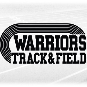 Sports Clipart: Black Running Track with Bold College Varsity Style Words "Warriors" and "Track & Field" Digital Download svg png dxf pdf