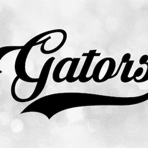 Sport Clipart: Schwarzer "Gators" Alligator Team Name im Fancy Type Schriftzug mit Baseball Style Swoosh Unterstrich - Digitaler Download SVG & PNG