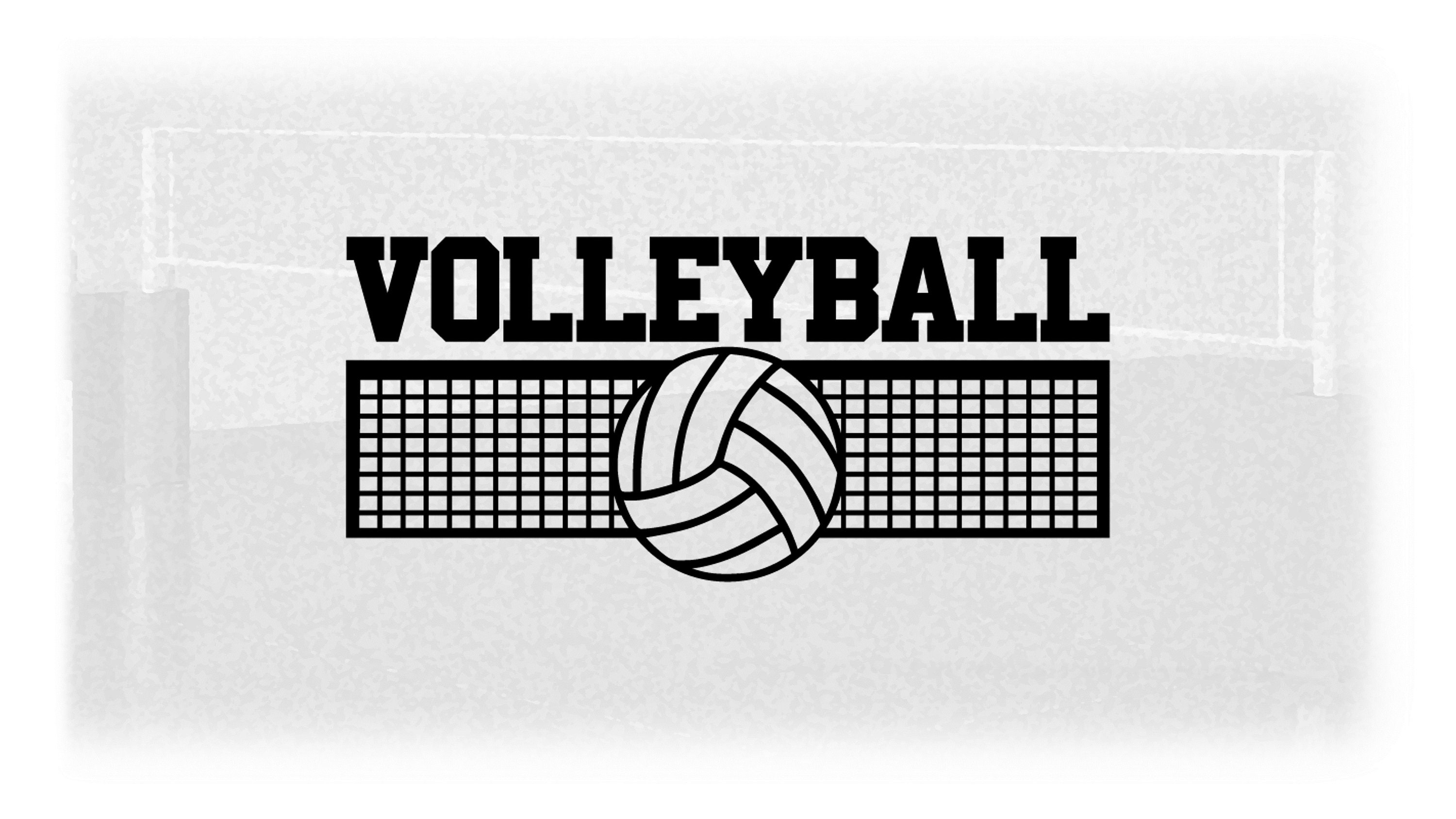 Sports Clipart: Black Net and Large Volleyball Outline Merged with and Collegiate Style Word "VOLLEYBALL" - Digital Download svg png dxf pdf