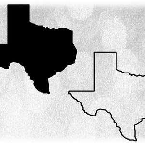 Geography Clipart: Solid Silhouette and Simple Outline of the State of Texas, USA in Black Color Only - Digital Download SVG & PNG