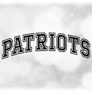 Sports Clipart: Black Bold Arched College Varsity Block Outline Style Team Mascot Name "Patriots"  - Digital Download svg png dxf pdf
