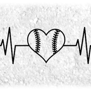 Sport Clipart: Electrocardiogram / E.K.G. / E.C.G. / Hartslag / Hartslagmeter met Honkbal of Softbal - Digitale Download SVG & PNG