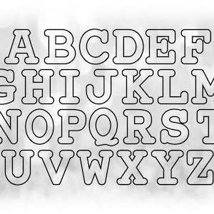 Clipart de Word: Plantillas de letras del alfabeto negras redondeadas agrupadas en UNA sola hoja - Descarga digital SVG - NO es un archivo de fuente instalable