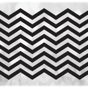 May include: Black and white chevron pattern on a gray background. The pattern is made up of repeating zigzags.