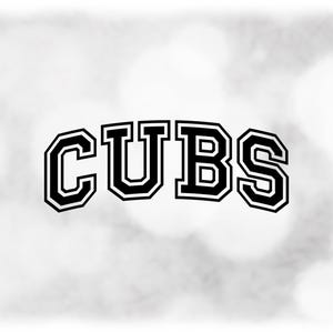 Sports Clipart: Black Bold Arched College Varsity Block Outline Style Team Mascot Name "Cubs"  - Digital Download svg png dxf pdf